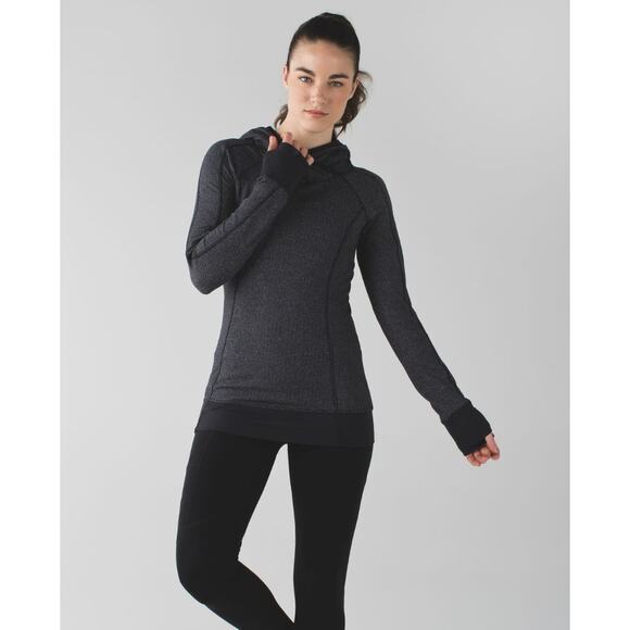Lululemon Think Fast Hoodie Heathered Herringbone Heathered Black 12 - Picture 1 of 9